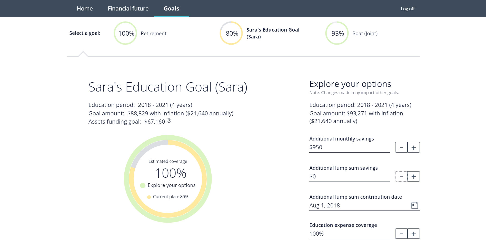 NaviPlan client portal education goal
